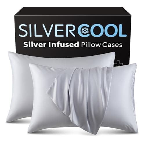Silver Infused Pillowcases – Cooling Pillow Cases with Silk, Softness Breathable Temperature-Regulating Pillow Cover, Odor Control Freshness Sleep for Hot Sleepers - 2 Pack, SilverGrey Queen 20"x30” - Image 1