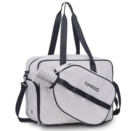 TPAID Pickleball Bag for Women Men, Paddle Tote with Shoes Compartment & Wet Pocket, Multi-Functional Court Bag for 2 Rackets, Balls, Accessories, Gift for Players, White - Image 1