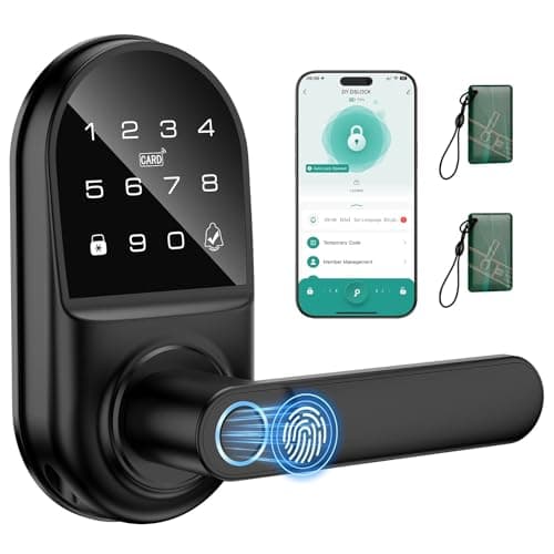 Smart keypad Door Lock with Handle,Fingerprint Keyless Entry Digital Lock with Built-in doorbell for Front Door,Bedroom,biometric Door knob, APP Control - Image 1