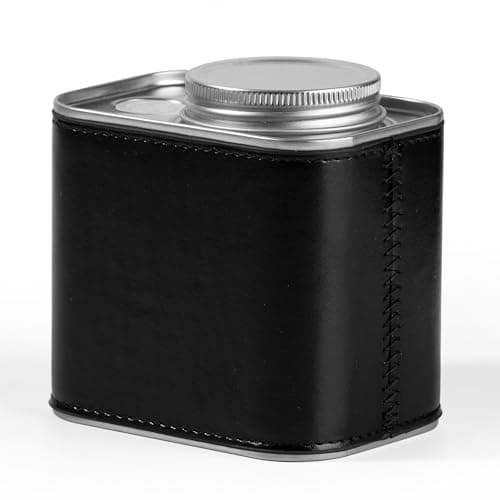Airtight Coffee Container 5oz - Black PU Leather Coffee Storage Canister with One-Way Valve for Freshness, Portable Coffee Bean Holder for Camping, Hiking, Travel - Image 1
