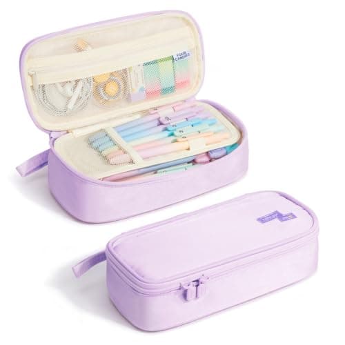 Four Candies Pencil Case, Large Capacity Pencil Pouch—Portable Marker Holder Bag for Home & Office, Soft Supply Organizer (Purple) - Image 1