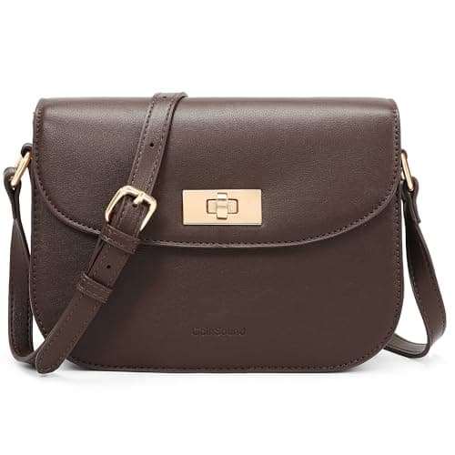 Goinsound Small Shoulder Bag for Women Vegan Leather Crossbody Bag Trendy Clutch Purse With Long Adjustable Strap, Coffee - Image 1