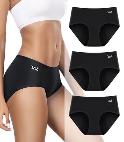 RUIXUE Period Underwear For Women Heavy Flow, Leakproof Panties Cotton Postpartum Teens Hipster Briefs 3 Pack - Image 1