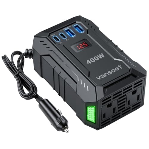 400W Car Power Inverter DC 12V to 110V AC Inverter with PD 30W/15W USB C+2*USB A Ports & 2 AC Outlets, Car Plug Adapter Outlet for Laptop/Phone/Road Trip - Image 1