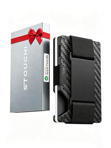 Stouchi Card Holder Wallet for Men, Find My AirTag Chip (iOS Only) Slim Credit Card Holder RFID, Cash Strap, Minimalist Trackable Wallet for Boyfriend Husband Christmas Anniversary Birthday Gifts - Image 1