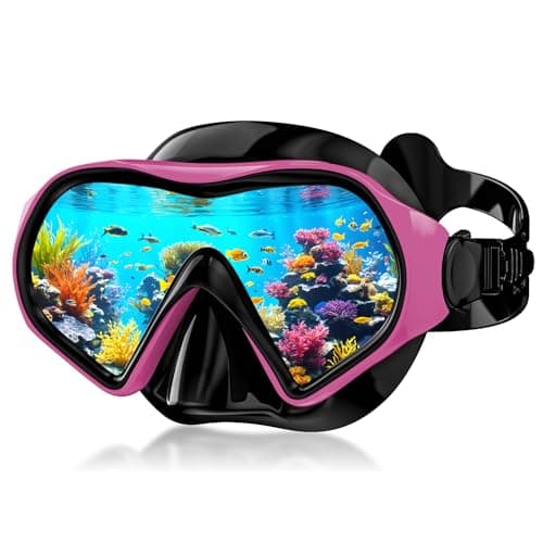 Aegend Snorkel Mask for Adults Youth– Leak-Proof Swim Goggles 180° Panoramic Clear View Anti-Fog Scuba Diving Mask with 1S Underwater Adjustment for Snorkeling, Freediving & Swimming,Rose Red - Image 1