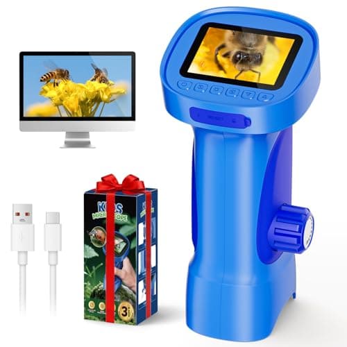Kids Microscope 1000X, Ahalfcit Handheld Digital Camera with 2.4" HD IPS Screen, Portable Mini Pocket Nature Exploration Toy, STEM Science Learning Gift for 3-12 Year Old Boys and Girls - Image 1