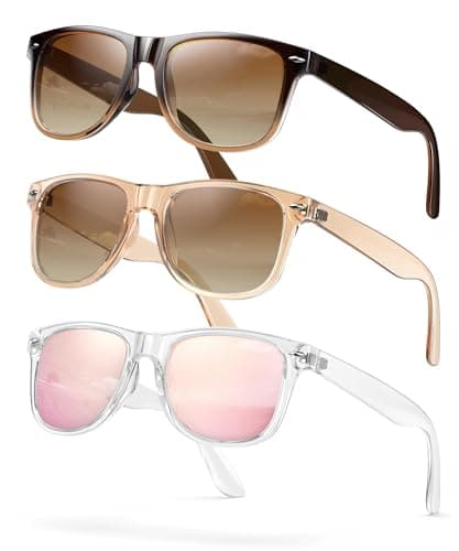 QALLY Polarized Sunglasses Womens Square Womens Sunglasses Trendy Classic Retro Sun Glasses Fashion UV400 Protection 3 Pack - Image 1
