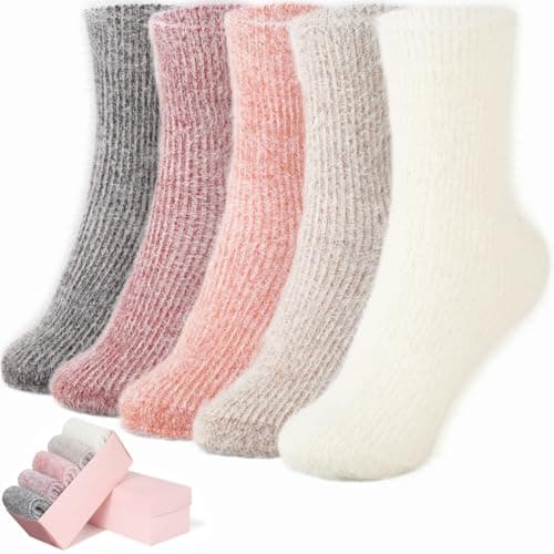 SISOSOCK 5 Pairs Fuzzy Soft Cozy Comfortable Socks for Women, Casual Sleep Comfy Socks, Perfect Warm Winter Gifts for Women - Image 1