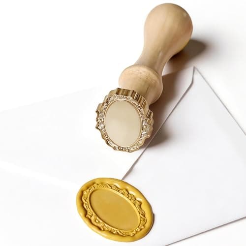 Pilloze Frame Wax Seal Stamp, 3D Embossed Relief Carving Head and Wood Handle for Wax Seal Stamp Kit, Decor ffor Thanksgiving Card/Envelope/Gift Wrap/Wedding Engagement Party Invitation (F3) - Image 1