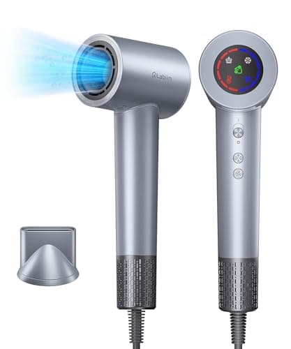 Labiim Hair Dryer, High-Speed Ionic Low Noise Blow Dryer with Brushless Motor for Fast Drying, Thermo-Control Quiet Compact Hairdryer with Nozzle Attachment for Home Salon Travel, Charcoal - Image 1