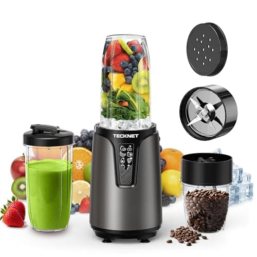 TECKNET 25000RPM Bullet Blender for Smoothies, 1000W Small Personal Nutri Blender for Protein Shakes and Smoothies, Coffee Mixer with 2 BPA-Free Cup (17oz & 10oz), Portable Countertop Grinder Kitchen - Image 1
