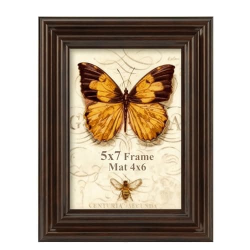 Splinterix 5x7 Picture Frame, 2 Pack Ornate Vintage 5 x 7 Photo Frame with Real Glass, 5 by 7 Poster Frames for Wall or Tabletop, Display Poster Frame 4x6 with Mat or 5x7 without Mat for Antique Déco, Brown - Image 1