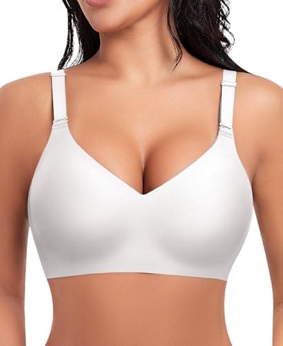Ganado Bras for Women No Underwire Seamless Jelly Bra #1 White M