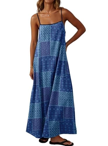 Lepunuo Summer Dresses for Women Casual Boho Maxi Dress Sleeveless Spaghetti Strap Flowy Elegant Holiday Party Dresses - Image 1