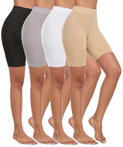 Okimay 4 Pack Slip Shorts for Under Dress Women Seamless Boyshorts Panties Anti Chafing Shorts - Image 1