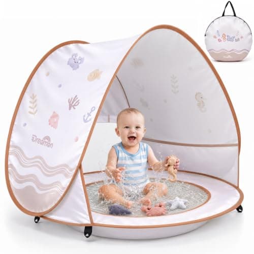 Baby Beach Tent with Pool – Dreamon Pop Up Shelter UV Protection for Infant, Foldable Kids Play Tent with Beach Toys Set and Carry Bag, Summer Outdoor Use Portable Baby Beach Essentials - Image 1