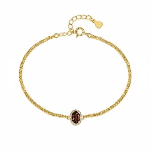 IZZBAT 14K Gold Halo Oval Birthstone Bracelets for Women Yellow Gold Cuban Chain Bracelets for Her Birthday Gifts for Mom Girlfriend - July Birthstone