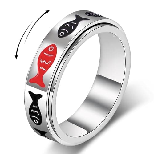 Gifts for People with Anxiety, Autism & ADHD - Fidget Spinner Ring for Adults, Stress Relief Anxiety Ring for Sensory & Focus, Motivational Spinning Jewelry (Inspirational Design, Stainless Steel, Silver, Size 8) - Image 1