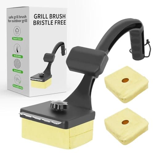 PROKITCHEN 2 in 1 Safe Bristle Free Grill Brush for Outdoor Grill, Non Metal Bristles BBQ Grill Cleaner with Scraper & Replaceable Head,Wireless Sponge Brushes for Men Dad 1+2 Pack - Image 1