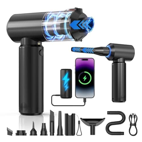TURNRISE Cordless Handheld Vacuum with 6000mAh Power Bank & LED Light – 3-in-1 Car Vacuum, Air Blower & Phone Charger, 20,000Pa Strong Suction, 1lb Mini Vacuum for Car, Home, Pet Hair & Travel - Image 1