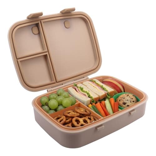 Clevakid Kids Bento Explorer Lunch Box, 3 No-Mix Compartments, Microwave & Dishwasher Safe, Lightweight with Removable Tray, for Daycare, Preschool, School (Dark Brown Toffee) - Image 1