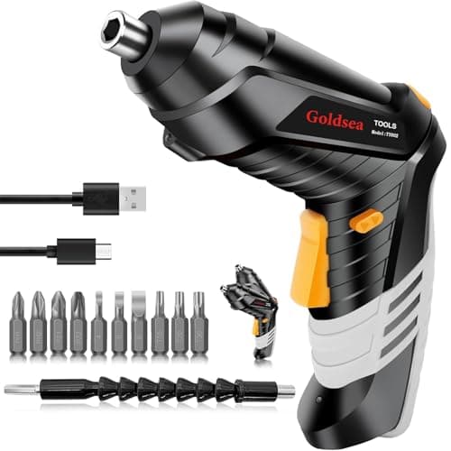 Electric Screwdriver Goldsea 4.2V Cordless Screwdriver 3.5N.m 1500mAh Type-C Charging 10pcs Screwdriver Bits 1/4” Hex Chuck 90°/180° deformation handle Forward and reverse adjustment LED Light - Image 1