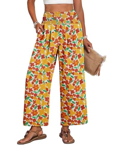 Lepunuo Women's Wide Leg Pants Casual Palazzo Trousers with Pockets - Image 1