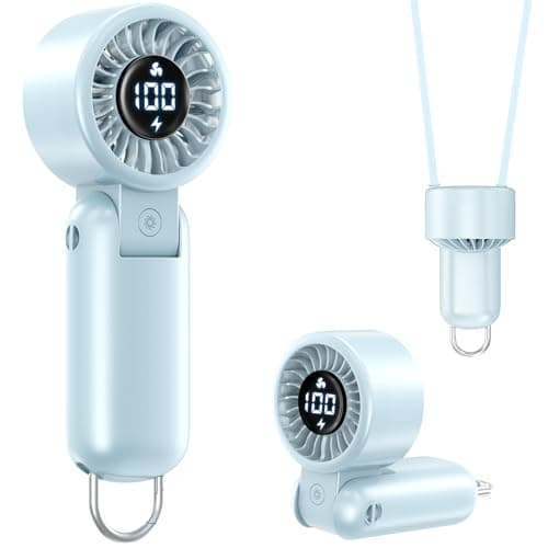 Portable Handheld Turbo Fan with LED Display - Turbocharged 32ft Cooling, Long-lasting 5 Speeds 4oz Lightweight, USB Rechargeable Mini Personal Hand Held Fan Gift for Women Men Travel, Office, Makeup - Image 1