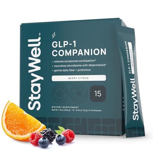 GLP-1 Constipation Support | Digestive, Gut Discomfort GLP Symptom Relief | Akkermansia, Probiotic, Prebiotic Microbiome Support for Digestive Balance, Regularity & Bloating Relief - Berry Citrus 15ct - Image 1