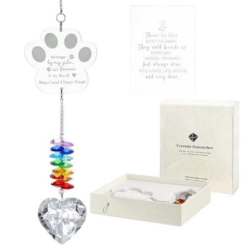 Dog Memorial Gifts for Loss of Dog, K9 Pet Memorial Crystal Suncatcher,Pet Passing Away Sympathy Remembrance Bereavement Gift (White-Pet Paw) - Image 1