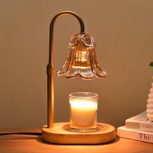 Lsctiff Candle Warmer Lamp with Timer Dimmable, Wax Melt Warmer Adjustable Height, Flower Warmer Lamp with 2 Bulbs for Jar Candles, House Warming New Home Decor, Gift for Mom Women (Amber) - Image 1