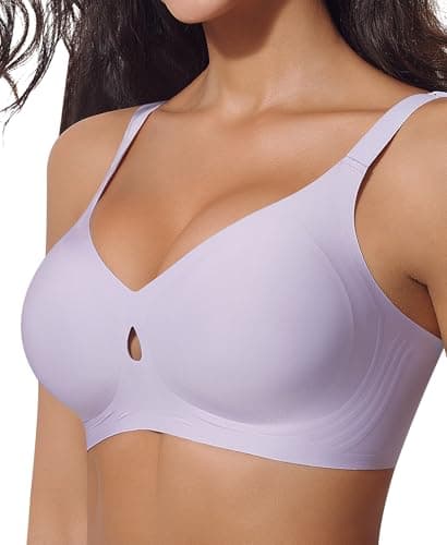 Ganado Wireless Bras for Women Cut Out Seamless Push Up Comfortable Bras No Underwire T Shirt Bra Padded Supportive Bralette (Purple, XX-Large) - Image 1