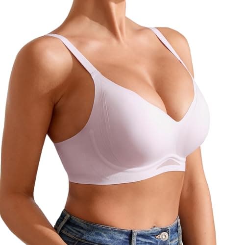 DEANGELMON Seamless Bras for Women Full Coverage No Underwire Scalloped V Neck Push Up Bras Soft Wireless Comfort Bralettes(Purple,M) - Image 1