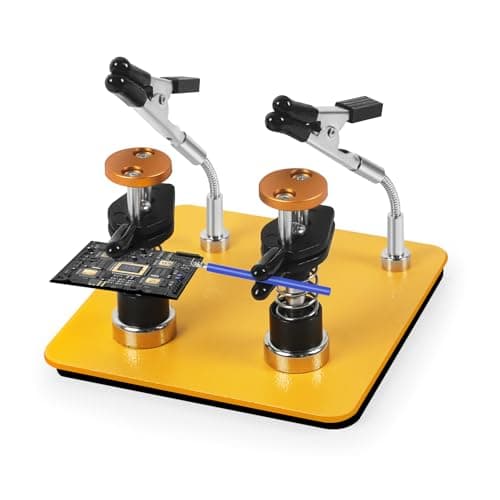 Helping Hands Clamp Metal, Adjustable Third Hand Soldering Holder Stand For Electronics, Hobby DIY, Craft, Jewelry, PCB Repair Solder Aid Station (Yellowblack, small) - Image 1