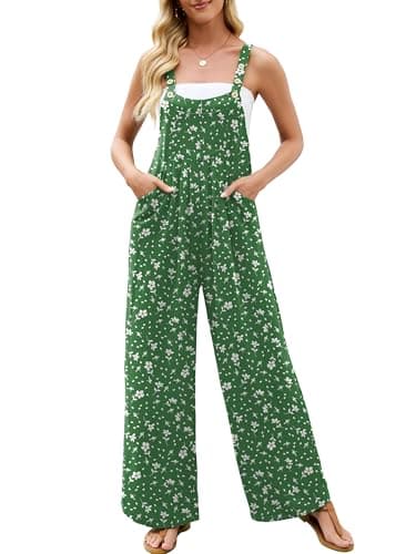 Heymoments Overalls Jumpsuits Rompers for Women Daisy Garden Large Casual Maternity Winter Fall Comfy Ladies Loose Fit Dressy Wide Leg One Piece Sleeveless Grils Long Bib Baggy Pants with Pockets - Image 1