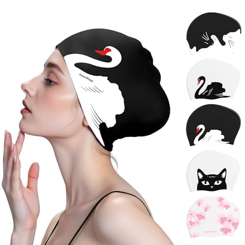 Large Swim Cap for Women Men, Swimming Caps for Long Hair Adults Youths,Silicone Swim Hats Bathing Caps to Keep Hair Dry