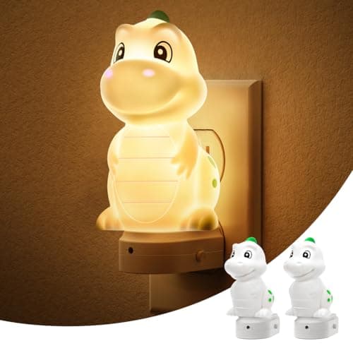 L LOHAS LED Plug in Night Light for Kids,2-Pack 3D Cute Dinosaur Night Lights with Dusk to Dawn Sensor, RGB+Soft White 3000K Dinosaur Night Light,Christmas Birthday Gift Nightlight for Kids,Room Decor - Image 1