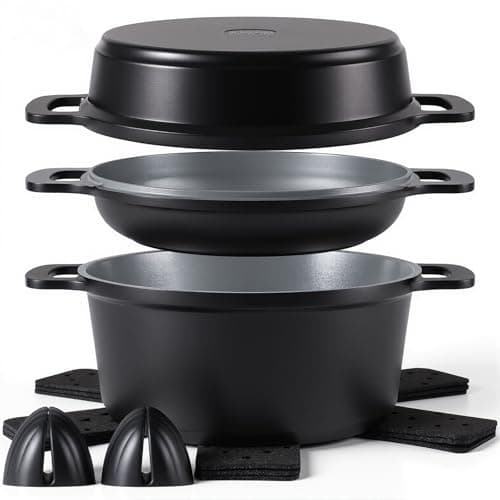 Ammeloo 8-Piece Ceramic Nonstick Cooking Pot Set with Lid, 4.5 Qt Soup Pot, All-in-One Stock Pot for All Stoves, Dishwasher Safe & Easy to Clean, Induction Ready, PFAS Free, for Stews, Soups & Pasta - Image 1