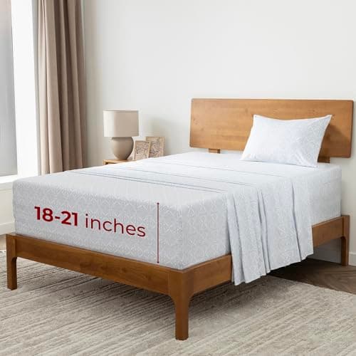 Mellanni Extra Deep Twin XL Sheets - 3 PC Iconic Collection Bedding - Luxury, Ultra Soft, Cooling Bed Sheets - Wrinkle, Fade, Stain Resistant (Twin Extra Long, Laced Sky Blue) - Image 1
