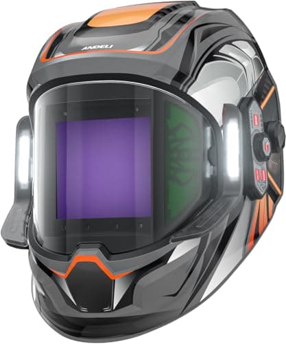 ANDELI Welding Helmet - 180° Panoramic 6 Arc Sensor True Color Auto Darkening Welding Helmet with Light and Motion Sensing, 2100mAh Rechargeable Battery for TIG/MIG/Cut/Grind Moner LED - Image 1