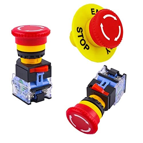 22mm Mushroom Head Emergency Stop Button E-Stop Push Button Safety Switch 2PCS Industrial Machinery Control Panel - Image 1