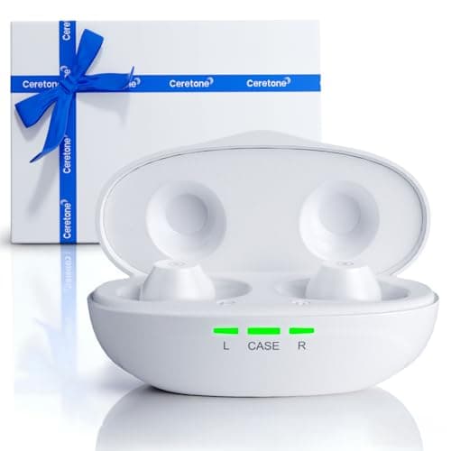 Ceretone OTC Hearing Aids Rechargeable for Seniors with Intriconยฎ Digital Chip, 6 Levels & 4 Modes,Auto Turn On&Off, Noise Reduction, Great Gift, White