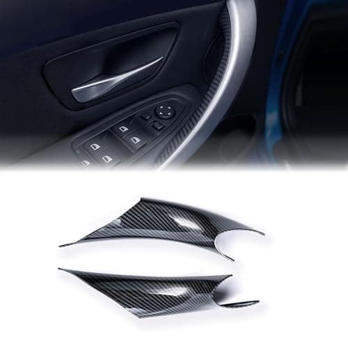 iCarPro Carbon Fiber Pattern Interior Door Pull Handle Cover for BMW F30 F31 F34 F80 3 Series 2012-2018, F32 F33 F36 F82 4 Series 2014-2020, Sticky Melting Interior Handle Fix, 2PCS - Image 1
