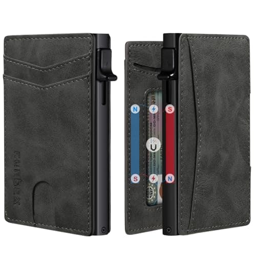 RUNBOX Slim Card Wallet for Men with ID Window – Minimalist RFID Wallet, Pop-Up Function, Ultra Thin Design, Metal Business Card Case Holds 8+ Cards, Gifts for Men, Men's Accessories - Image 1