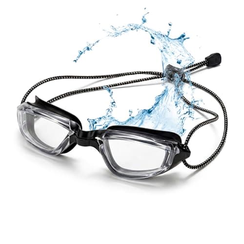 Aegend Swimming Goggles with Adjustable Bungee Strap - No Leak Anti-Fog Swim Goggles for Adults Men Women, Comfort Fit Mirrored/Clear Lens for Laps & Open Water - Image 1