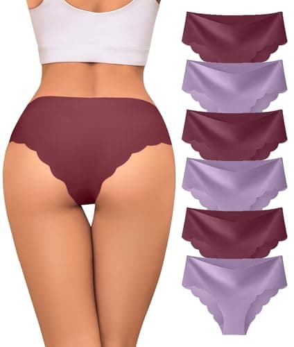 Riozz Sexy Seamless Underwear Wave Edge No Show Bikini Panties V-waist Ice Silk Hipster Lady Cheeky Invisibles Briefs 6 Pack - Image 1