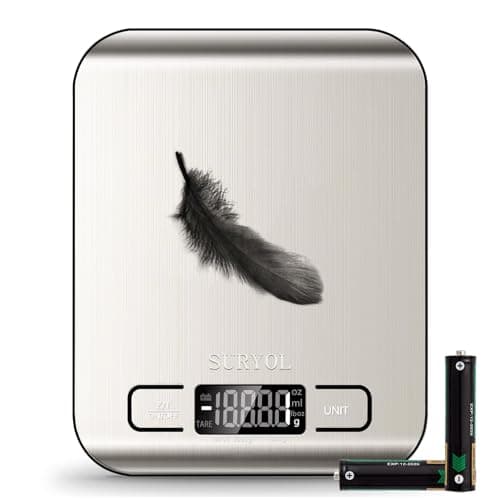 SURYOL Food Kitchen Scale High-Precision Digital Scale Accurate Weighing for Baking & Cooking Enthusiasts (Silvery & Black)