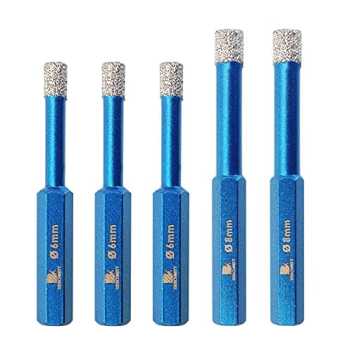 BRSCHNITT 5pcs 1/4" & 5/16" Inch Diamond Hole Saw Core Drill Bit Set for Porcelain Tile, Ceramic, Stone, Granite, Marble & Masonry, Hex Shank, Dry Drilling - Image 1