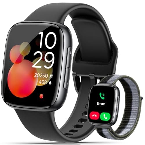 Quican Smart Watch for Women Men (2 Bands), 1.85" AMOLED Smartwatch for iPhone & Android Phones, Heart Rate/ SpO2/ Sleep Monitor, 3ATM Waterproof, Calls & Messages, 120+ Sports Modes Fitness Tracker - Image 1